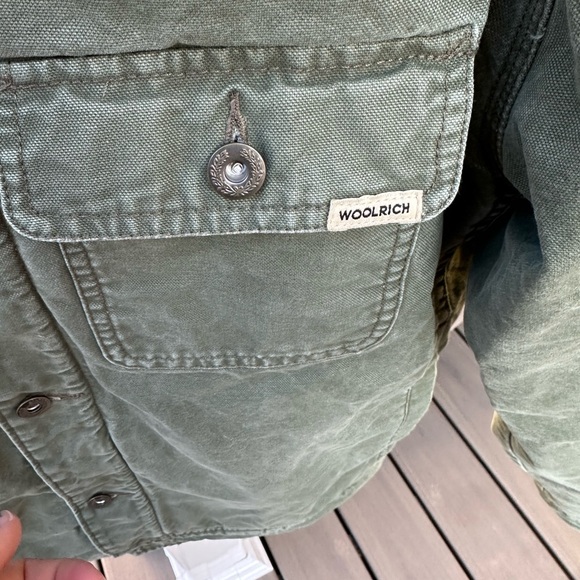 Green Woolrich Sherpa Lined Barn Jacket, 100% Cotton, size M - Picture 5 of 7